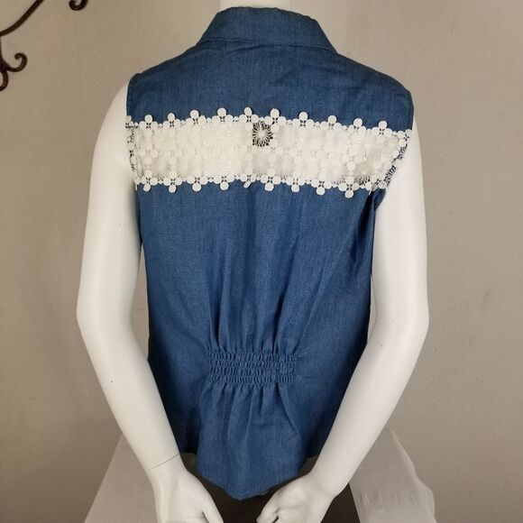 Toto Collection Button Front Collared Tie Front Light Blue Shirt Size 1X - Picture 3 of 8